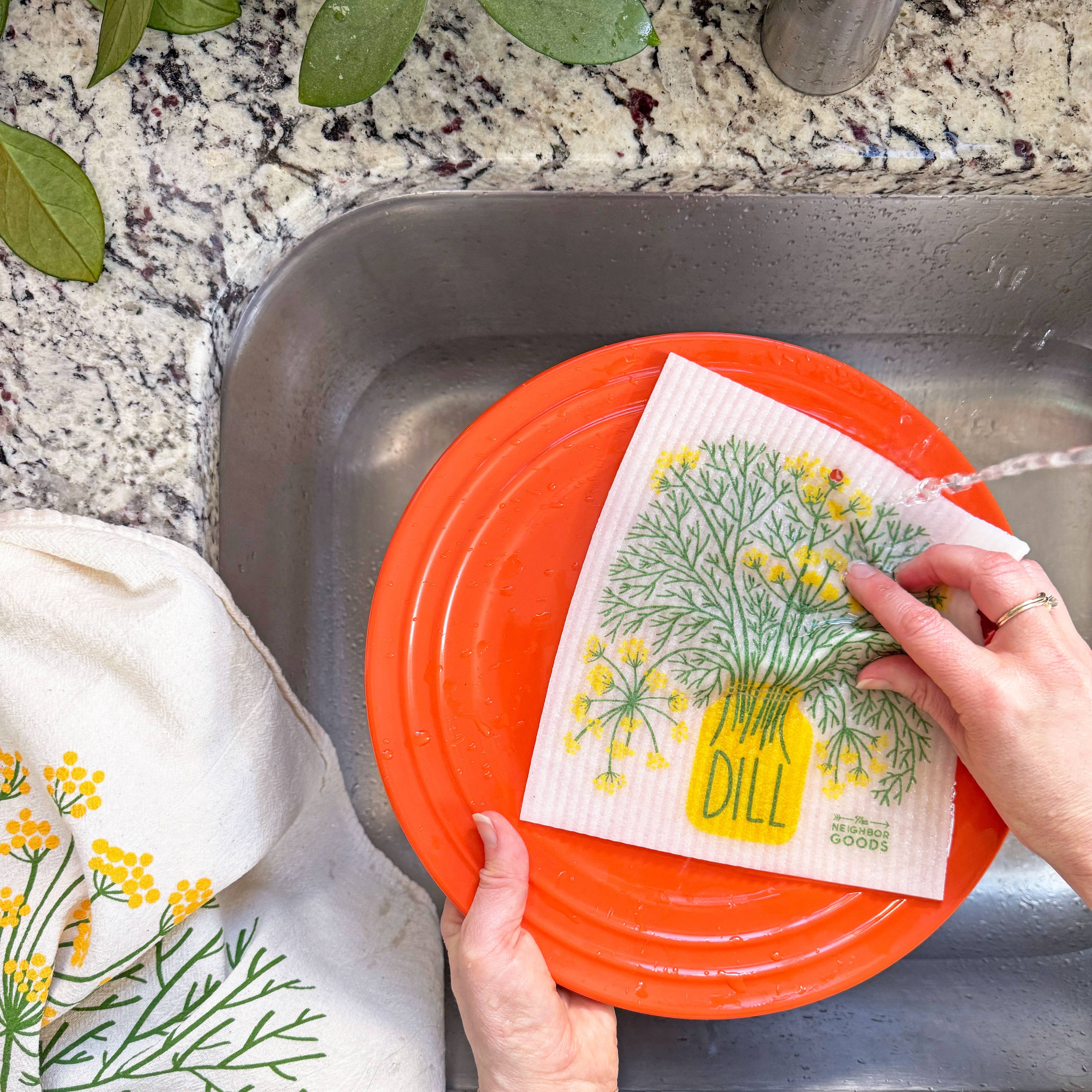 Fresh Herbs- Sponge Cloth Set of 3