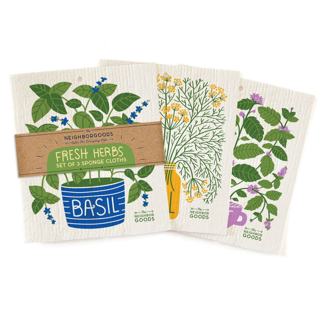Fresh Herbs- Sponge Cloth Set of 3