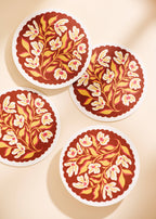 Pumpkin Spice Floral Scalloped Coasters - Set of Four
