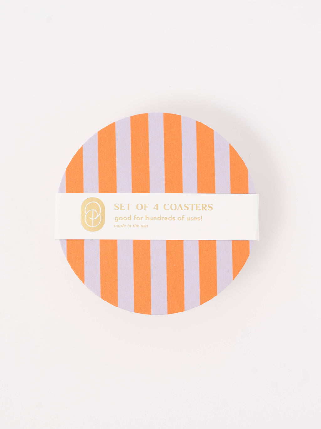 Ultra Violet and Orange Striped Coaster - Set of 4