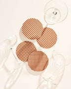 Tan Gingham Coasters - Set of 4