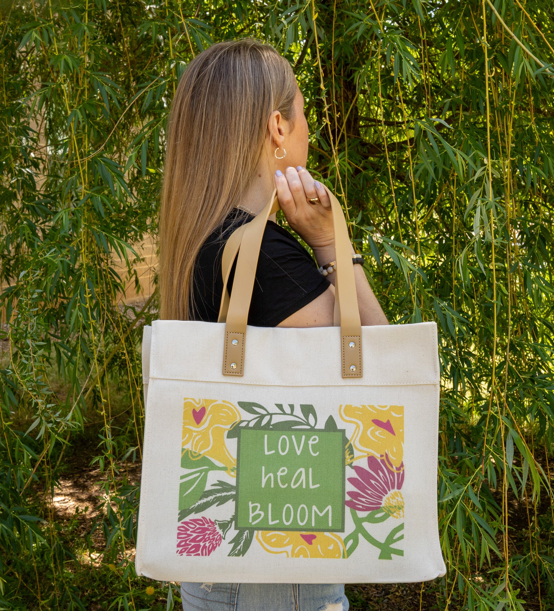 Love. Heal. Bloom Tote Bag