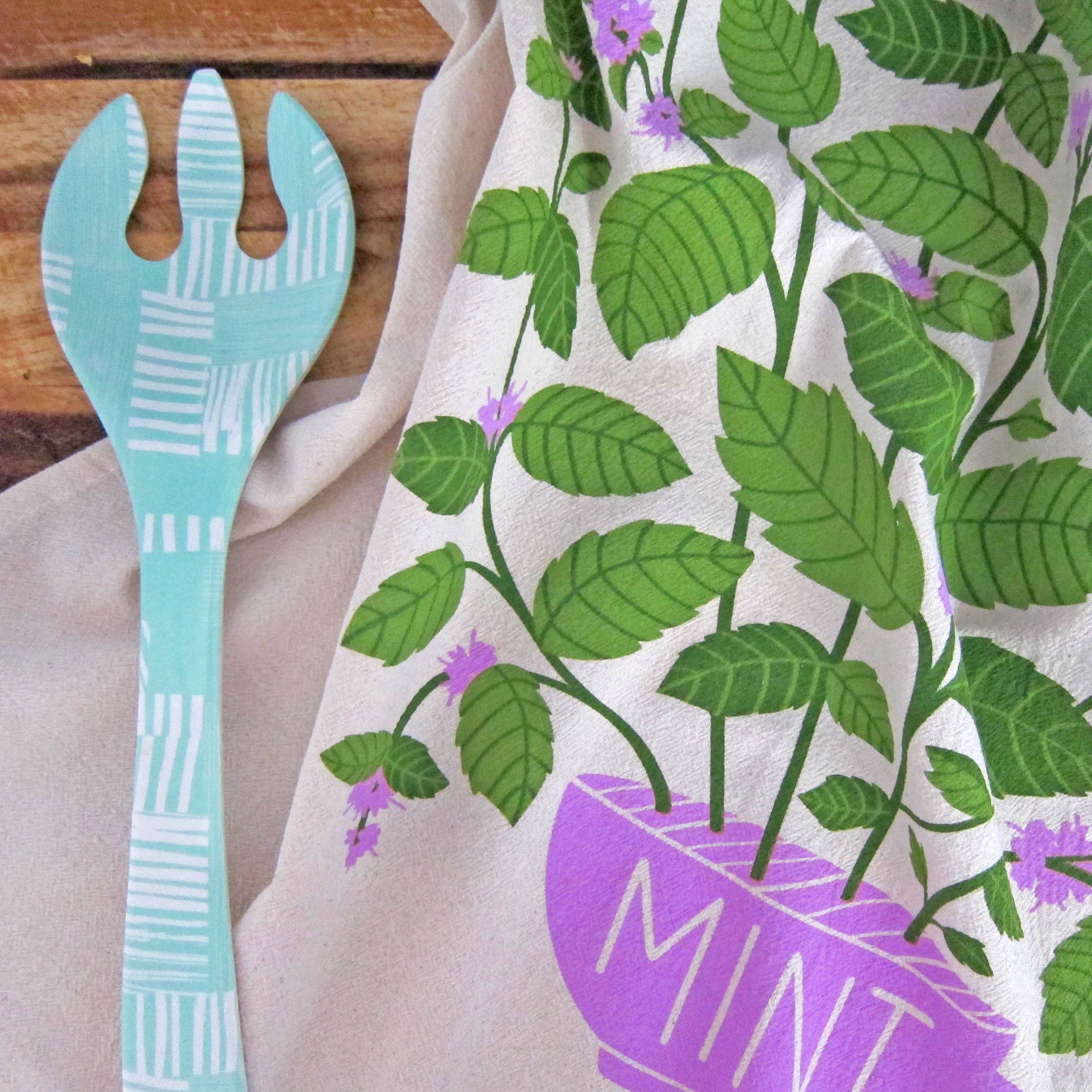 Mint & Lilac- Tea Towel Set of 2