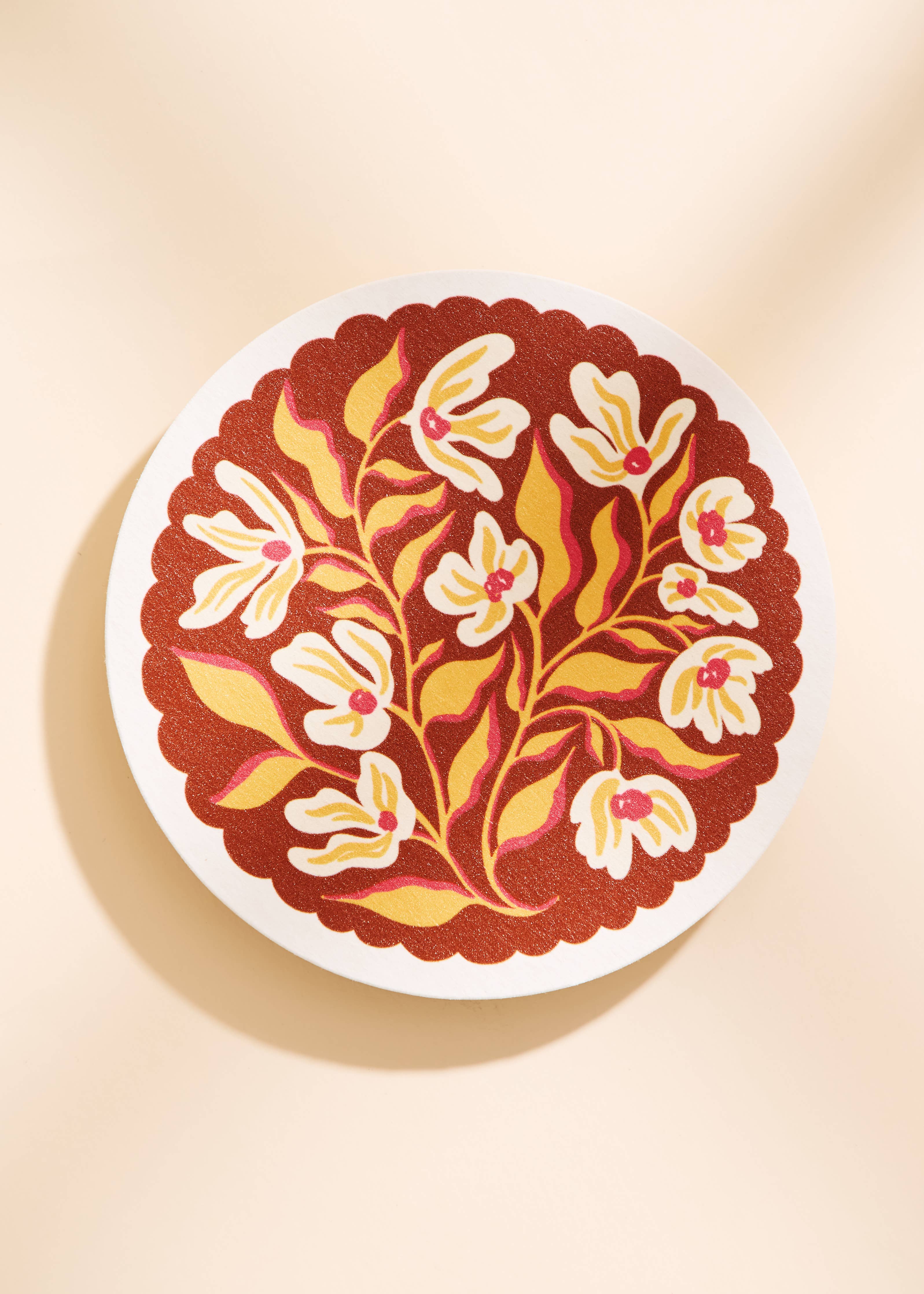 Pumpkin Spice Floral Scalloped Coasters - Set of Four