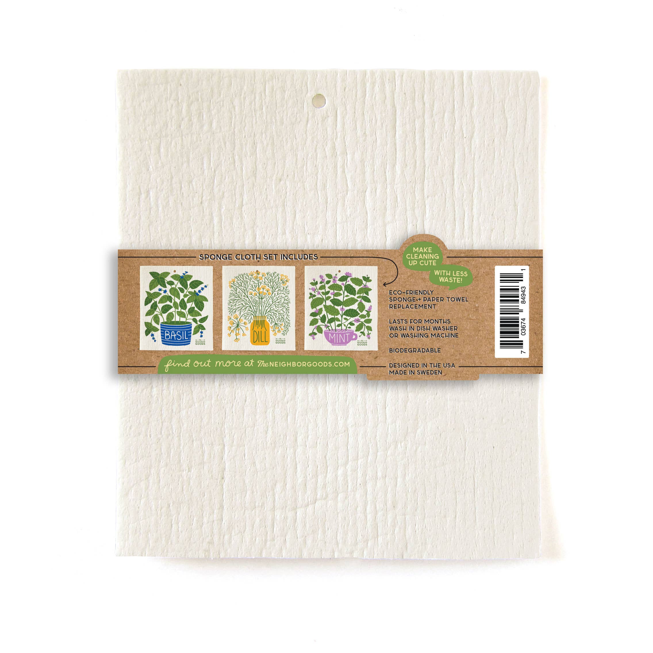 Fresh Herbs- Sponge Cloth Set of 3