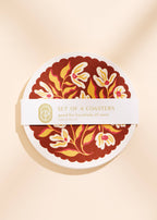 Pumpkin Spice Floral Scalloped Coasters - Set of Four
