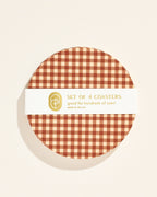 Tan Gingham Coasters - Set of 4